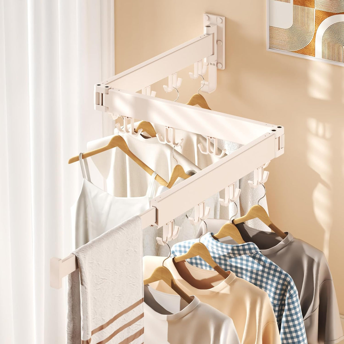 Clothes Drying Rack Wall Mounted,Drying Rack Clothing Wall Mount,Laundry Drying Rack,Collapsible Dying Racks for Laundry