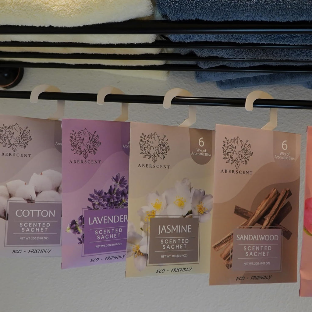 Scented Sachets for Drawer, Closet, Laundry Room, Bathroom - Premium 6 Packs - Air Freshener Odor Eliminator, Potpourri Bags Home Fragrance - (Lavender Rose Cotton Sandalwood Jasmine Ocean)