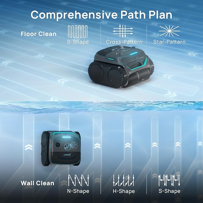 (2025 New) WYBOT C2 Vision Robotic Pool Vacuum with AI Camera, Ultra-Fine Filtration Pool Cleaners for Above&Inground Pools, Comprehensive 8 Mode, Wall Climbing, Smart Navigation, Gray
