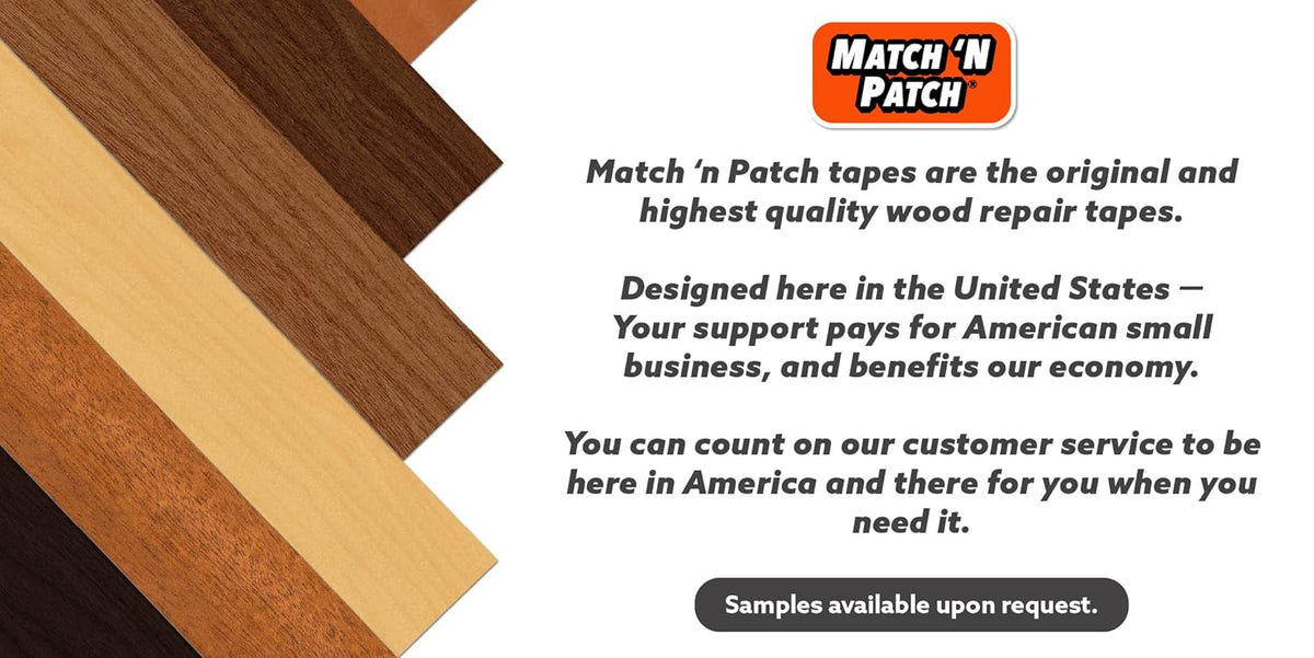 MATCH 'N PATCH Realistic Wood Grain Repair Tape - Durable Multi-Use Adhesive Tape for Furniture, Floors, Cabinets, Windows, Doors, RV, Home Decor & DIY Projects - White Oak - 2.25 inch x 15 feet