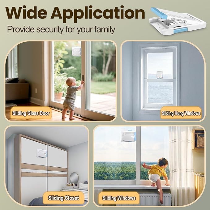 Sliding Door Lock 2 Pack, Child Safety Lock For Sliding Glass Doors, Easy To Install, Keeps Your Baby Out Of Danger, For Sliding Glass Doors, Sliding Windows, Sliding Closets, Etc (Blue)