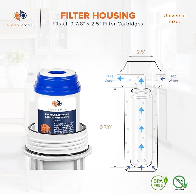 Aquaboon 5 Micron 10 x 2.5 Granular Activated Carbon Water Filter Cartridge GAC Water Filter Replacement Compatible with AP117, GAC-10, GAC1, 6 Pack