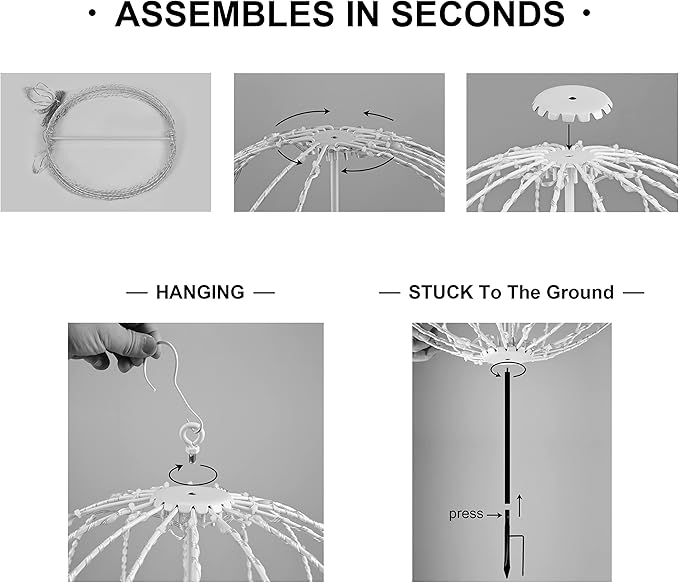 LIGHTSHARE 12IN 96LED Light Ball Yard Decoration Pathway Lights Sphere Light with Fold Flat Metal Frame Indoor Outdoor Waterproof Garden Lights, Plug in