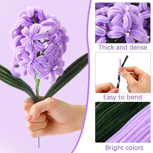 700 Pcs Halloween Fall Pipe Cleaners Craft Bulk Pastel Chenille Stems Flower DIY Gradient Colored Fluffy for School Classroom Thanksgiving Christmas Party Supplies(Purple,Green)