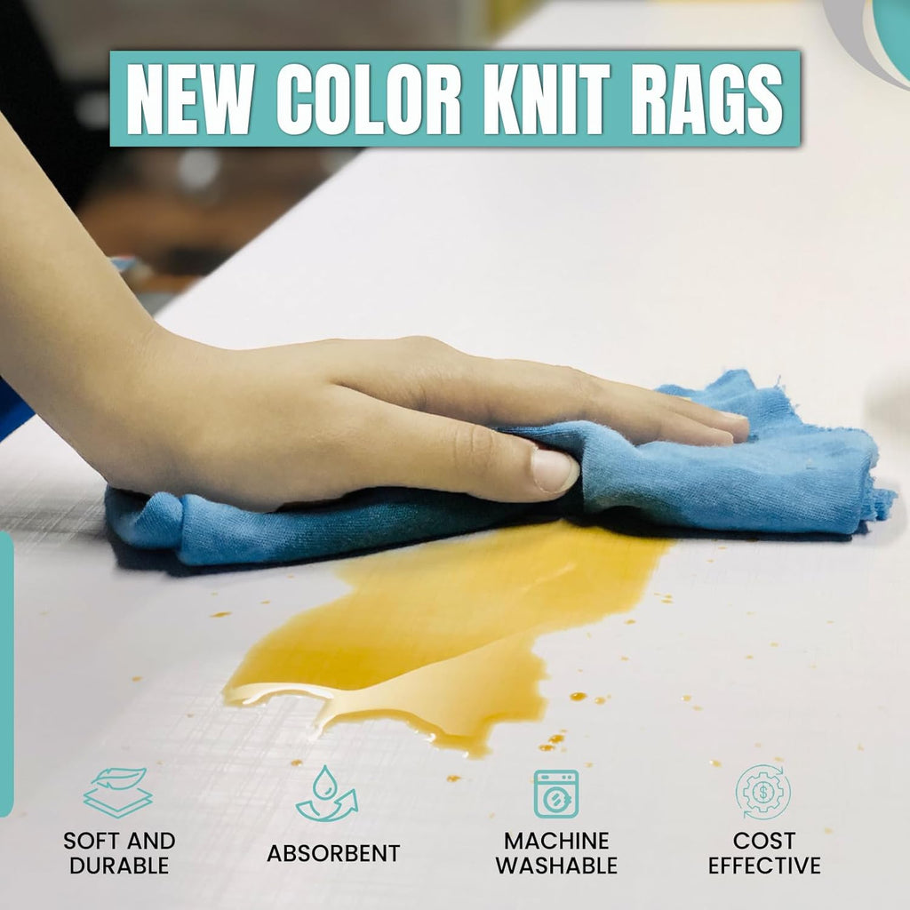 Premium Color Knit Cleaning Rags (10 lbs. Bag) – Shop Rags Bulk for Workshops, Mechanics, Painters, and Home Use, Multipurpose Cotton T-Shirt Rags