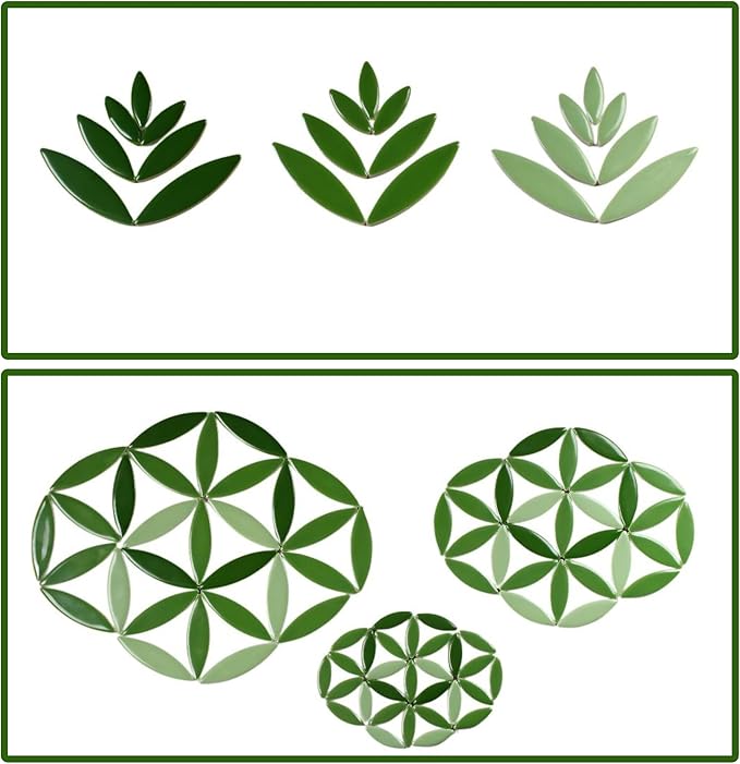 VerzTile Mosaic Tiles for Crafts - Petal Shaped Ceramic Tile Craft Hobbies & Art Projects 39 Color Options Endless Creativity DIY Design (Dark Green Mix)