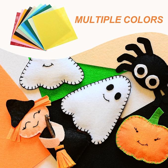 MECCANIXITY Felt Square Shape Craft Felt Sheets 11.81Inch x 11.81Inch for Home Decor Party Crafting Art, 10 Colors, Pack of 100