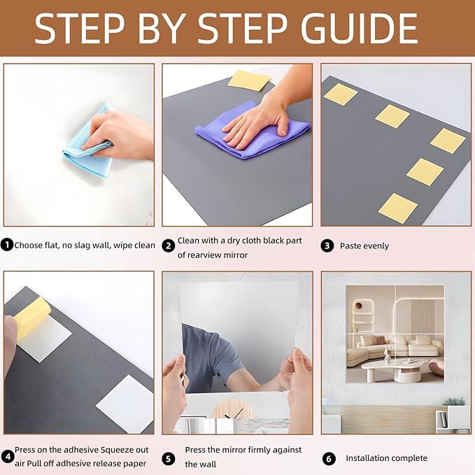 4PCS Self Adhesive Acrylic Mirror Tiles, Flexible Mirror Sheets Wall Stickers, Frameless Non-Glass Mirror Stickers Reflective Mirror for DIY Craft, Home Wall Decor (20 * 30cm,2mm)