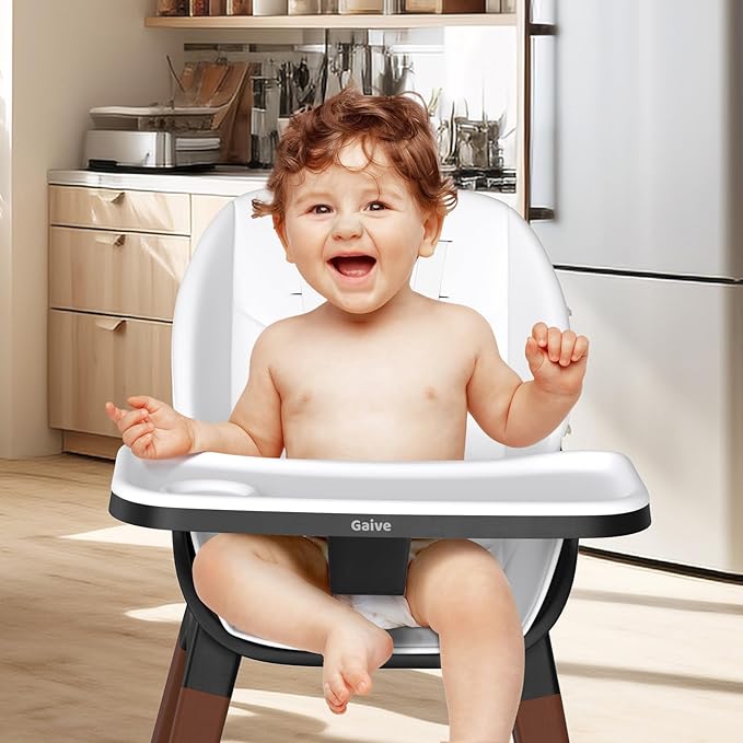 8 in 1 Highchair, Convertible Wooden Baby High Chair with Tray, Adjustable High Chair for Babies and Toddlers, Easy to Clean, Grow with Family|Booster|Learning Table|High Stool