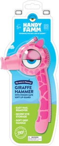 Handy Famm Real Metal Pink Giraffe Hammer for Kids, Patented Safety Mouth Sleeve and Nail Remover, STEM DIY Tool for Children Ages 5 and Up