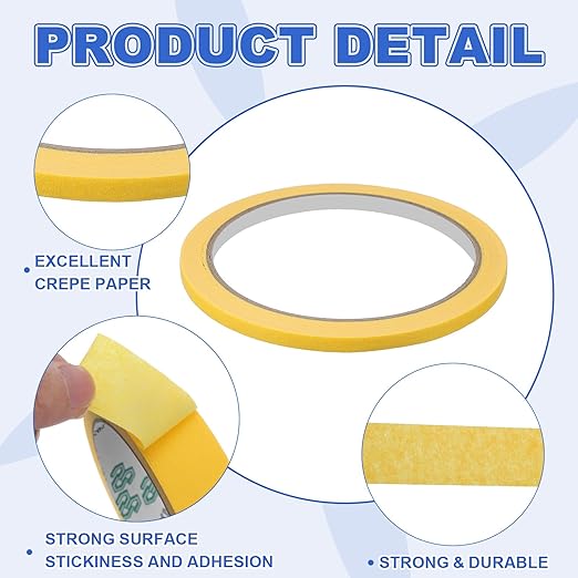 MECCANIXITY Masking Tape 0.2 Inch x 21 Yard Painter's Tape Yellow Paint Tapes for DIY Crafts Arts Drawing Decoration Labeling Car Painting Artist Teachers, Pack of 6