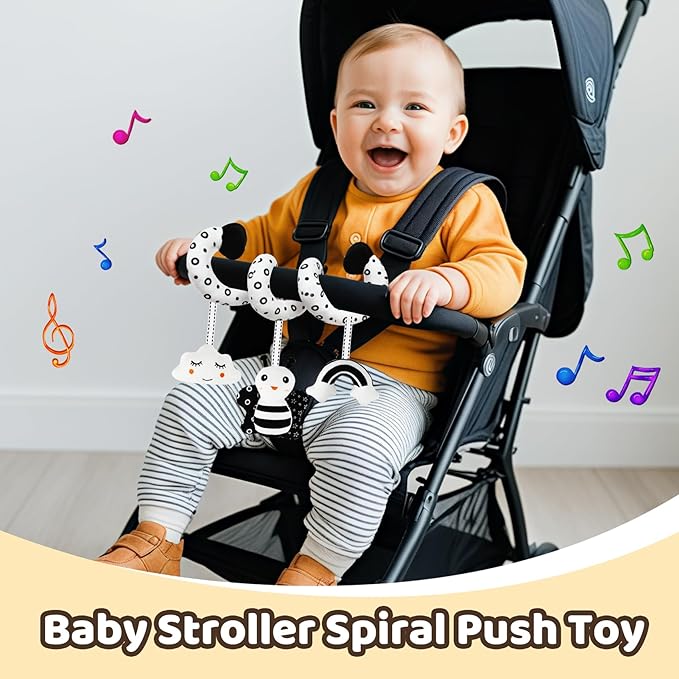 Black and White High Contrast Baby Toys - Sensory Infant Hanging Carseat & Stroller Toy for Newborns 0-6,6-12Months Perfect Easter Birthday & Baby Shower for Babies Boys Girls