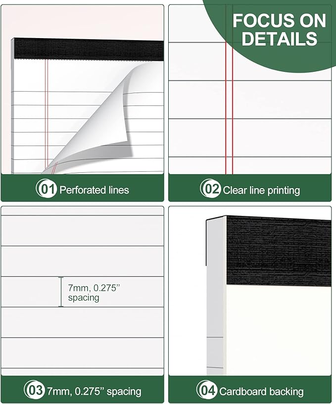 12 Pack Note Pads 4x6 Inch, White Mini Legal Pads, Small Writing Pads, Notepads of College Ruled Paper, Lined Paper Pads, Scratch Pads Mini Notepad for Grocery List, To-Do List, 30 Sheet/Notepad