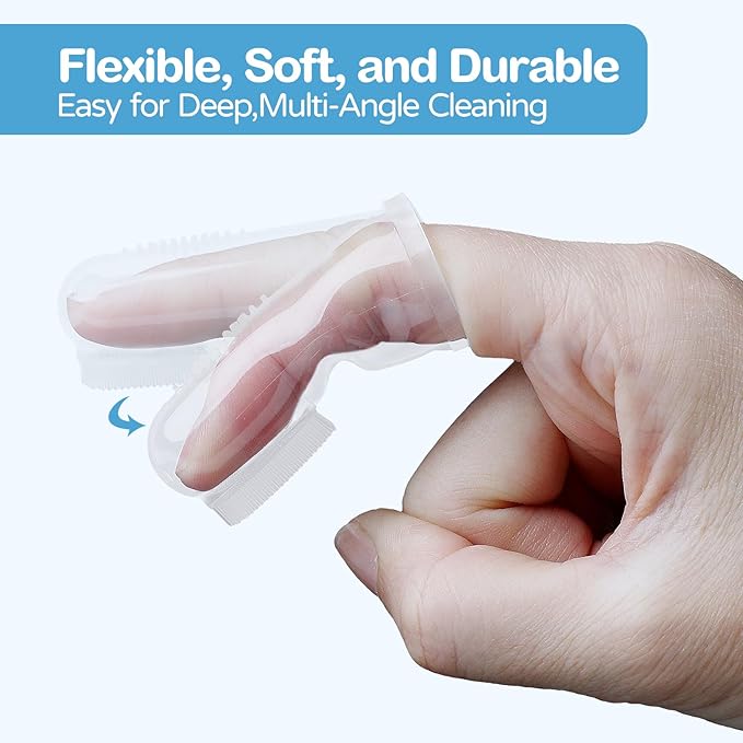 dearlomum Finger Toothbrush for Teething Training, Silicone Oral Cleaner for Newborns and Toddlers, 2PCS