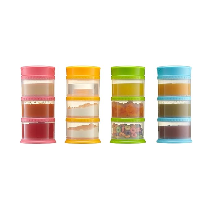 Innobaby Packin' Smart Stackable and Portable Storage System for Formula, Liquid, Baby Snacks and More. 3 Stackable Cups in Blueberry. BPA Free., 12 Ounce