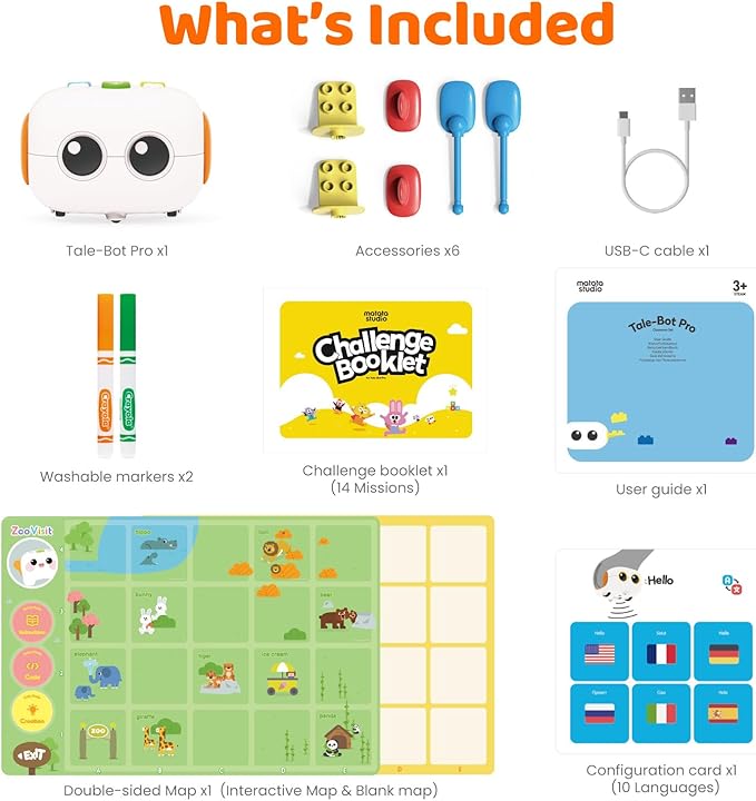 Upgraded Talebot Pro Coding Robot for Kids Aged 3-5, Education & Learning Toys for Toddlers to Learn Early Programming, Screen-Free STEM Robotics for Classroom Pre-k Kids Homeschool