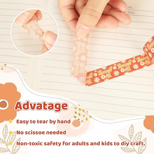 12 Rolls Washi Tape Set, Retro Boho Flower Butterfly Masking Tapes, Doodle Hand-Drawn Decorative Adhesive Tapes for Painters, Planners, Scrapbook, school Supplies, DIY Art Crafts, Gift Wrapping 16.4Ft