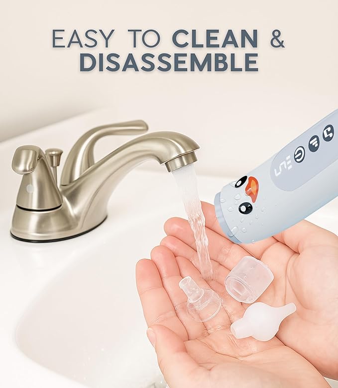Nasal Aspirator for Baby Electric Nose Cleaner and Booger Sucker with LED Light and Music, Gentle Suction for Stuffy Nose, 5 Levels, USB-C Rechargeable, BPA-Free Silicone Tips, Easy to Clean