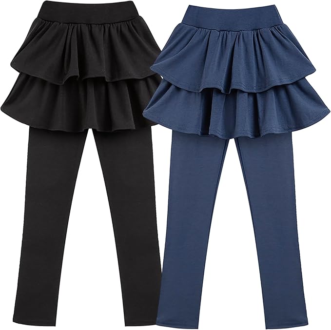 Girls School Uniform Pants Leggings with Skirts Stretch Warm Jegging 4-12 Years