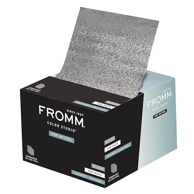 Fromm Pop Up Hair Foils, Silver Foils, Cosmetology Supplies, Hairstylist Essentials, Lightweight, Ideal for Highlighting and Coloring, Precut, 5" x 11", 500 Foil Sheets