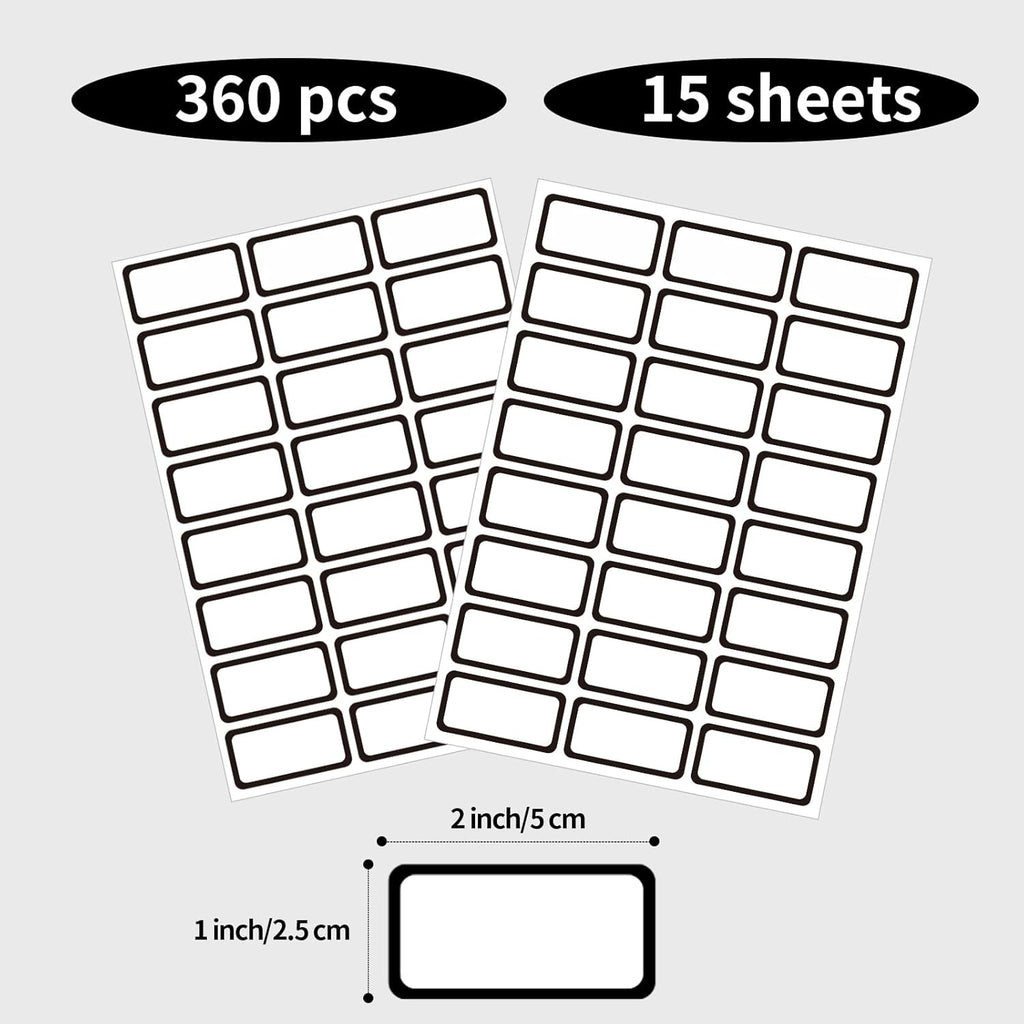 STARLIBOO Removable Labels, Blank Freezer Labels for Food Containers, 1x2 Inch Freezer Stickers, Freezer Labels to Write on/Waterproof Labels/Easy Peel Off (Black Border, 360 Labels)