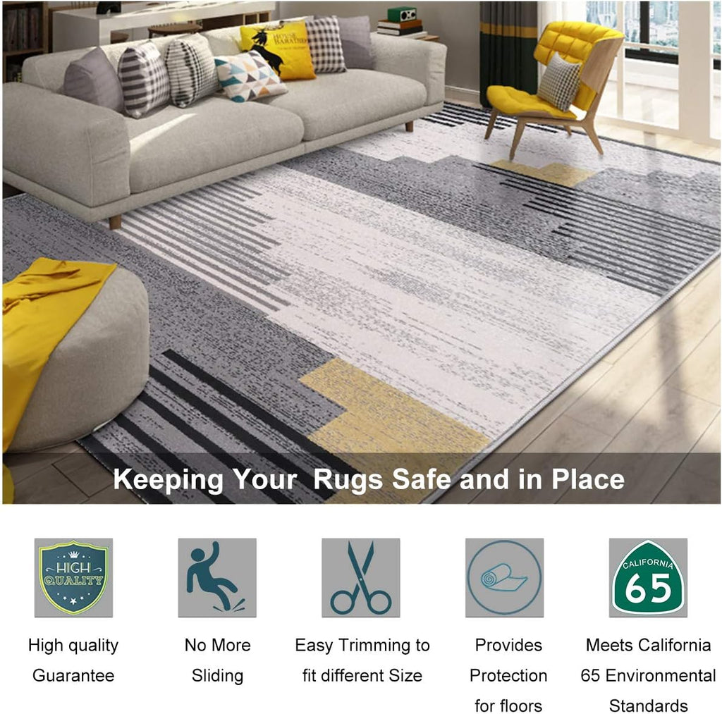 Non Slip Rug Pad Grippers - 2x10, 1/8" Thick, (Felt + Rubber) Double Layers Area Carpet Mat Tap, Provides Protection and Cushioning for Hardwood or Tile Floors