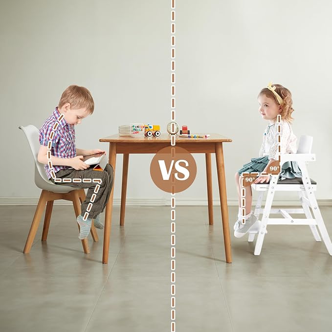 Solid Wood high Chairs for Toddlers,High Chair Grows with Kid for Dining, Study Chair for Children, White