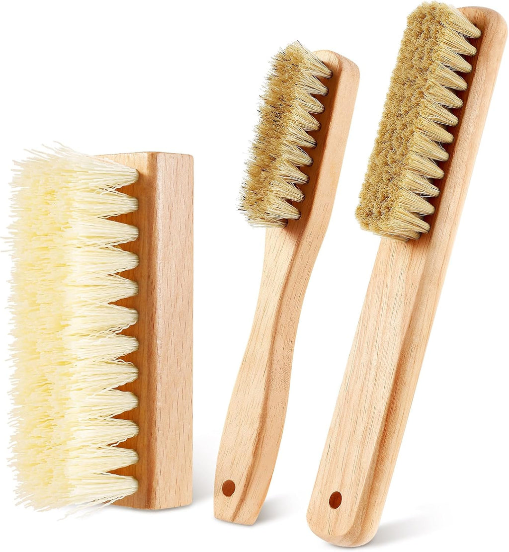 3 Pcs Wood Laundry Stain Brush Stain Remover Brushes with Boar Bristle Small Stain Brush for Clothes for Scrubbing Stains from Furniture Fabric Leather(3 Pcs D)