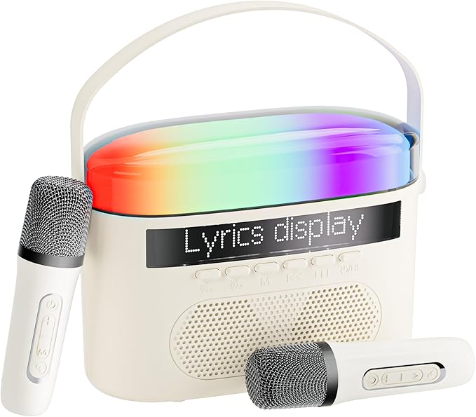 Karaoke Machine,Karaoke Machine with Lyrics Display,Portable Bluetooth 5.3 Karaoke Speaker with Upgraded Dual Speakers for Kids and Adults,with White Noise and Night Light Function