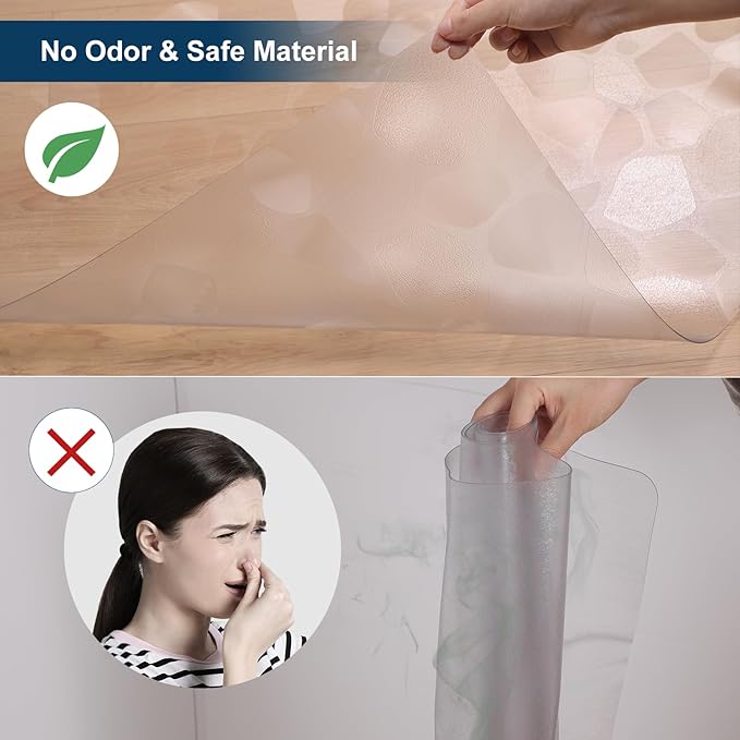 Clear Area Mat for Hard Floors, 3'X5' No Slip Vinyl Chair Rug for Under Dining Table, Pebble Patterned Waterproof Rug Protector Floor Mat for High Traffic Areas, Pet Litter Mat