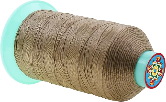 Mandala Crafts Bonded Nylon Thread Dark Beige Heavy Duty Sewing Threads - 800 YDs Size 207 630D T210 Tex 210 Thread for Leather Jeans Weaving Outdoor Marine Upholstery Threads