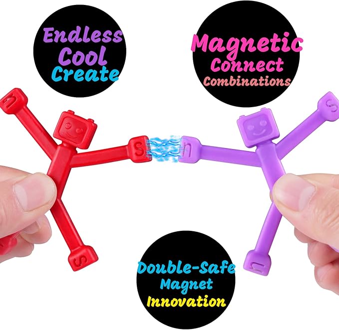 12 PCS Magnetic Travel Toys for Kids, Creative, Portable and Educational, Magnetic-People-Magnet-Men: Cute Robot & Funny Magnets, Small Fidget Toys for Classroom Prizes, Easter Egg Stuffers, Office