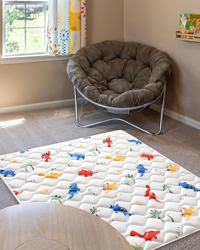Odorless Premium Foam Baby Play Mat 47" x 47", Soft Microfiber Fabric Crawling Mat for Floor- Comfortable and Hypoallergenic, Non-Slip Cushioned Floor Playpen mat for Infants,Babies,Toddlers