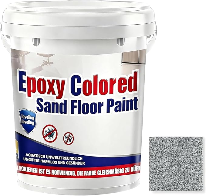 Epoxy Colored Sand Floor Paint, Epoxy Floor Paint for Concrete, High Gloss Marble Effect Coating, Waterproof Non-Slip Concrete Paints, Suitable for Indoor/Outdoor Use (Light Gray,96 oz/3 kg)