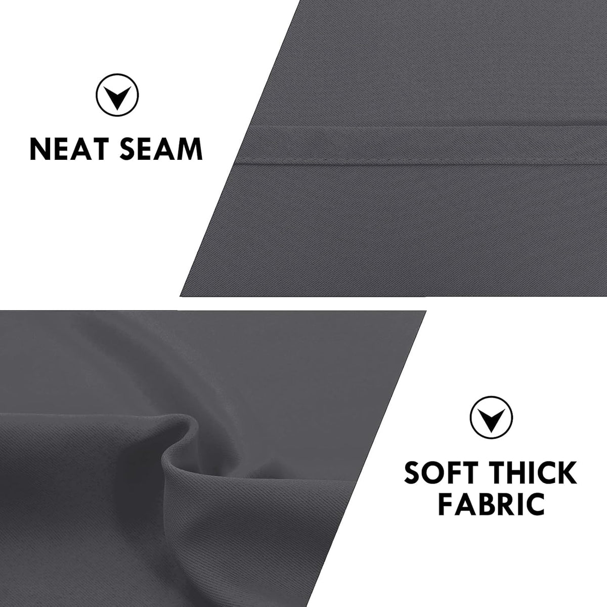 DWCN Bedroom Curtains Blackout Drapery Panels 54 Inch Length 2 Panels Set, Three Pass Microfiber Thermal Insulated Energy Saving Rod Pocket Window Treatment Drapes (W42 x L54 Inch, Dark Grey)