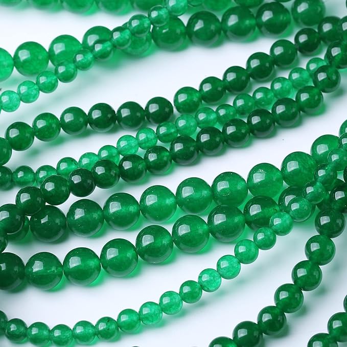 60PCS 6MM Natural Green Jade Stone Beads Energy Healing Beads for DIY Jewelry Bracelet Necklace Making for Jewelry Making15Inch