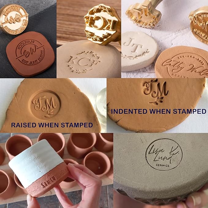 Custom Pottery Stamps for Clay Personalized Pottery Tool Kit Stamp with Own Design Signature Letters Gift for Potters DIY Lovers-2.5"