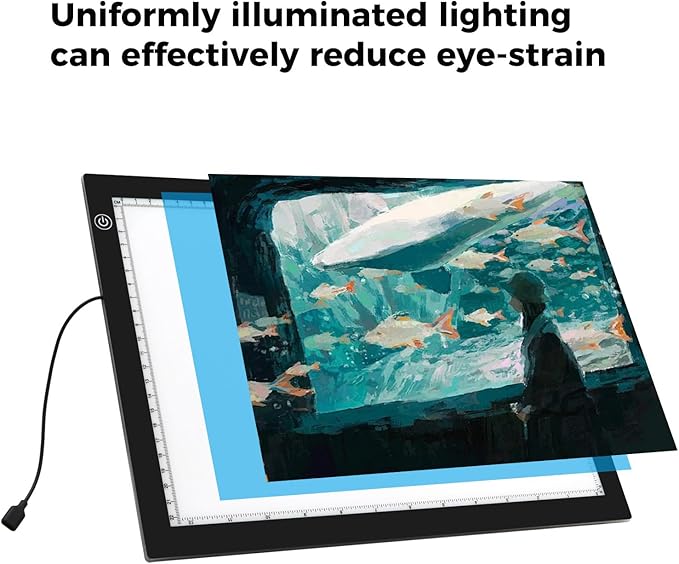 A3 LED Light Pad with Adjustable Stand,16.6 * 12.6 Inches,3 Levels of Brightness and Stepless Dimming Light Board 8000LUX, Uniform Illuminated Light Box for Tracing Weeding Vinyl and Diamond Painting