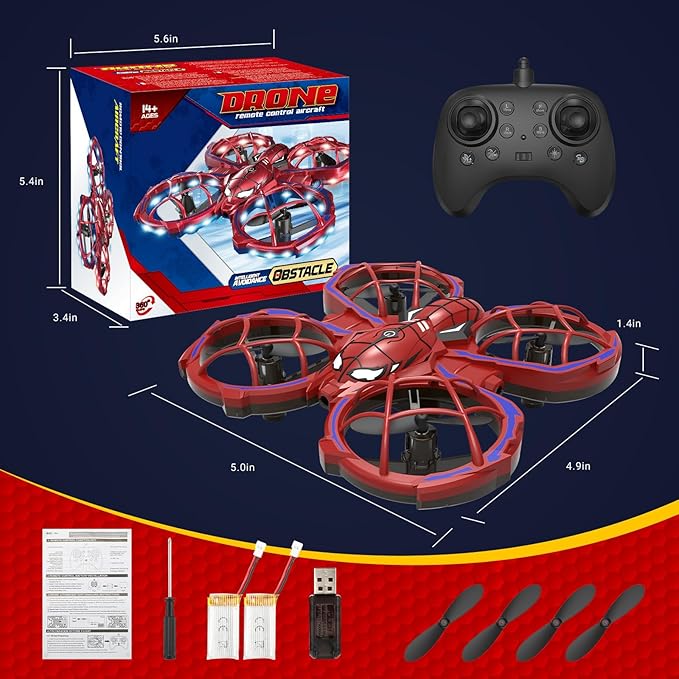 Spider Drone for Kids, Jomzuci RC Mini Drone with 360°Flip, Hover Indoor Drones for Kids 8-12 with 2 Batteries, Headless Mode, 3 Speed Mode, Quadcopter Outdoor Toys Gifts for 8-12 Year Old Boys Girls