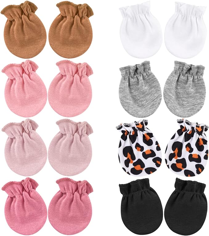 BQUBO Newborn Infant Toddler Mittens No Scratch Cotton Elastic Wrist Gloves Hypoallergenic for 0-6 Months Baby Boys Girls