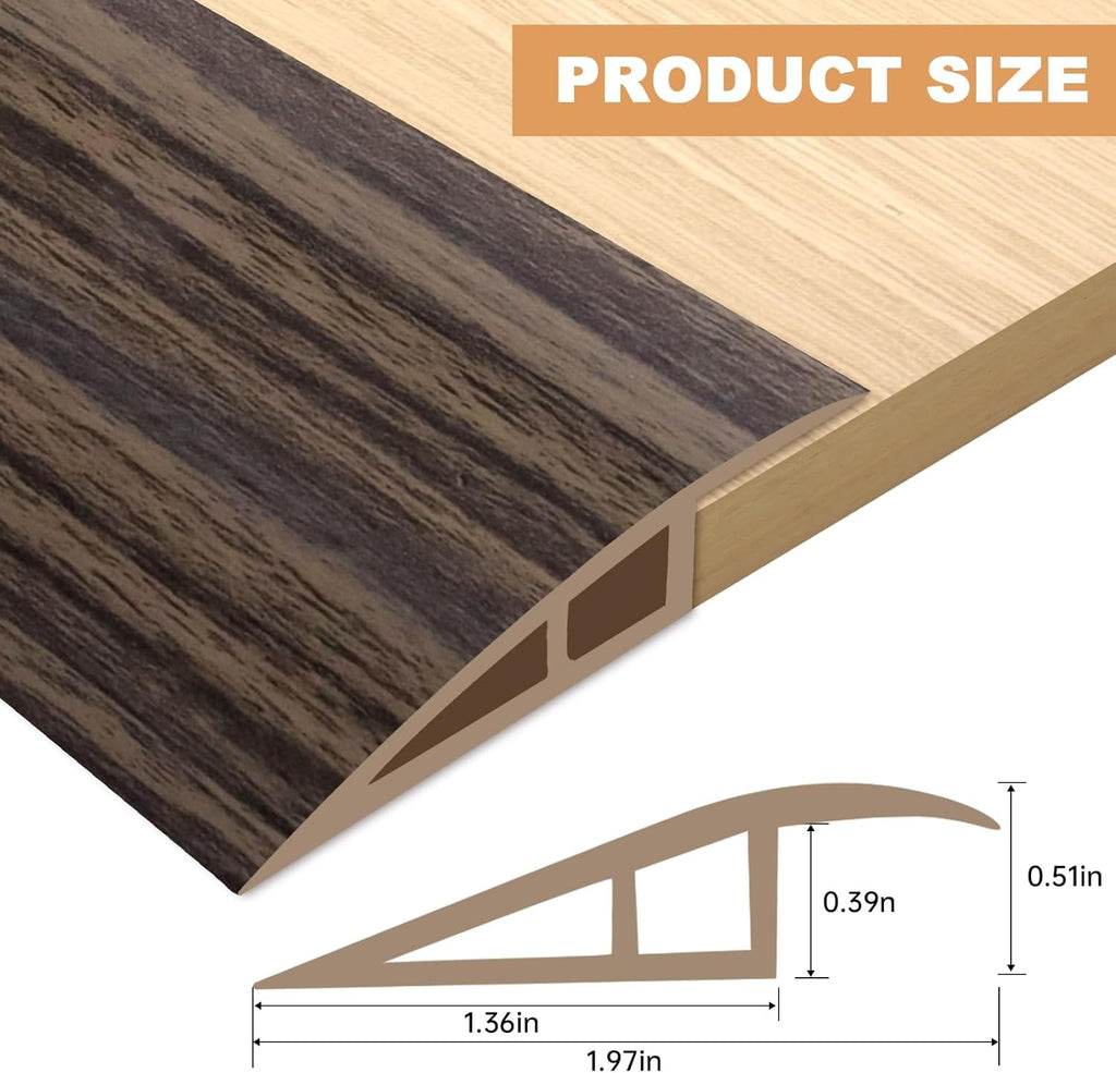 Vinyl Door Threshold Flooring Transition Strip Self Adhesive Carpet Edging Strip for Laminate Doorway Edge Threshold from 1/5" to 2/5" (Grayish Brown Wood Grain, 10 Ft)