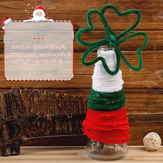 110 Pieces Green Pipe Cleaners, Pipe Cleaners Craft, Craft Pipe Cleaners Chenille Stem Bulk, Art Pipe Cleaners for Creative Decoration Christmas Valentine's Mother's Day