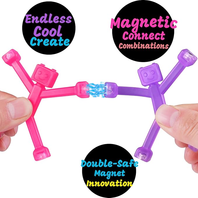 12 PCS Magnetic Travel Toys for Kids, Creative, Portable and Educational, Magnetic-People-Magnet-Men: Cute Robot & Funny Magnets, Small Fidget Toys for Classroom Prizes, Easter Egg Stuffers, Office