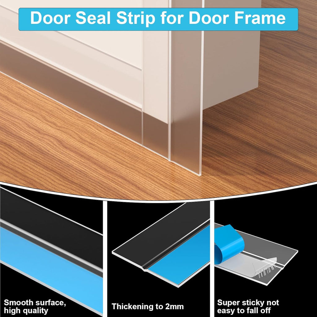 Weather Stripping Door Seal, Silicone Strip for Frame and Gaps Draft Stopper,Glass Shower Door Sweep, Clear, 20 Feet x 3 Inch