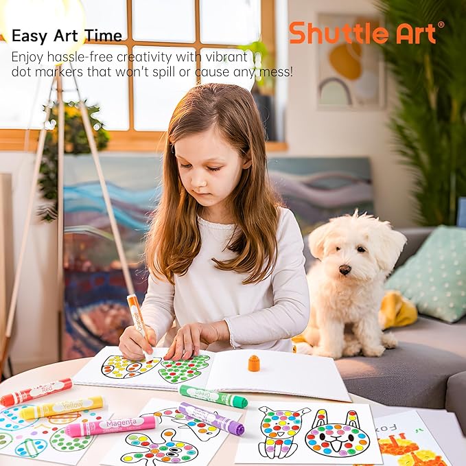 Shuttle Art Washable Dot Markers 36 Colors with Free Activity Book, Fun Art Supplies for Kids Toddlers and Preschoolers, Non Toxic Water-Based Paint Daubers, Dot Art Markers