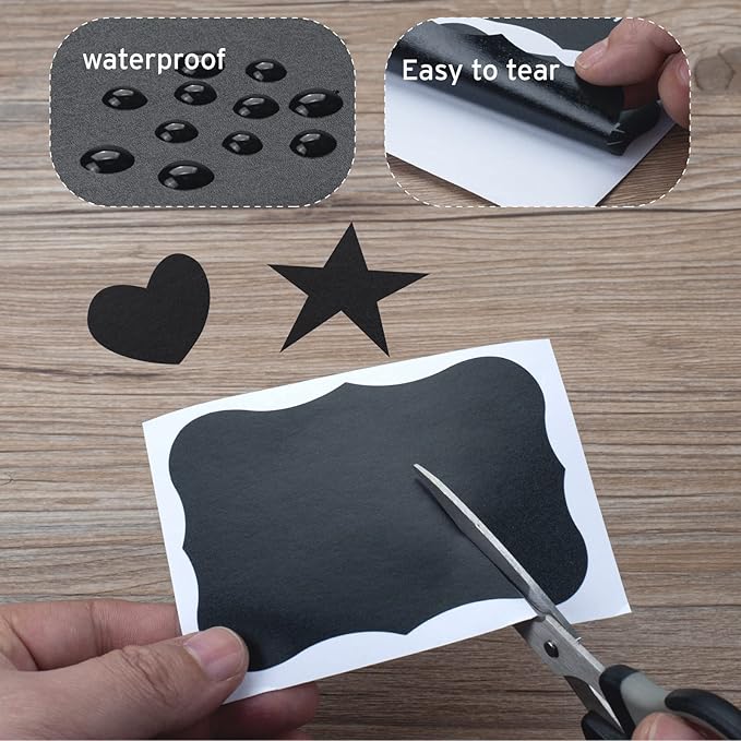 ONUPGO 20 Pack Chalkboard Labels, 4" x 3" Reusable Blackboard Stickers, Waterproof Chalkboard Sticker for Jars, Parties Decoration, Craft Rooms, Weddings, Storage, Organize Your Home & Kitchen