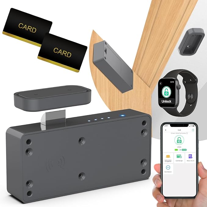 Eseesmart Smart Cabinet Lock, Hidden RFID Keyless Electronic Bluetooth Drawer Locks, Baby Proofing Child Safety Cabinet Locks for Liquor Cabinet Locker Drawer Cupboard Desk Dresser Adults
