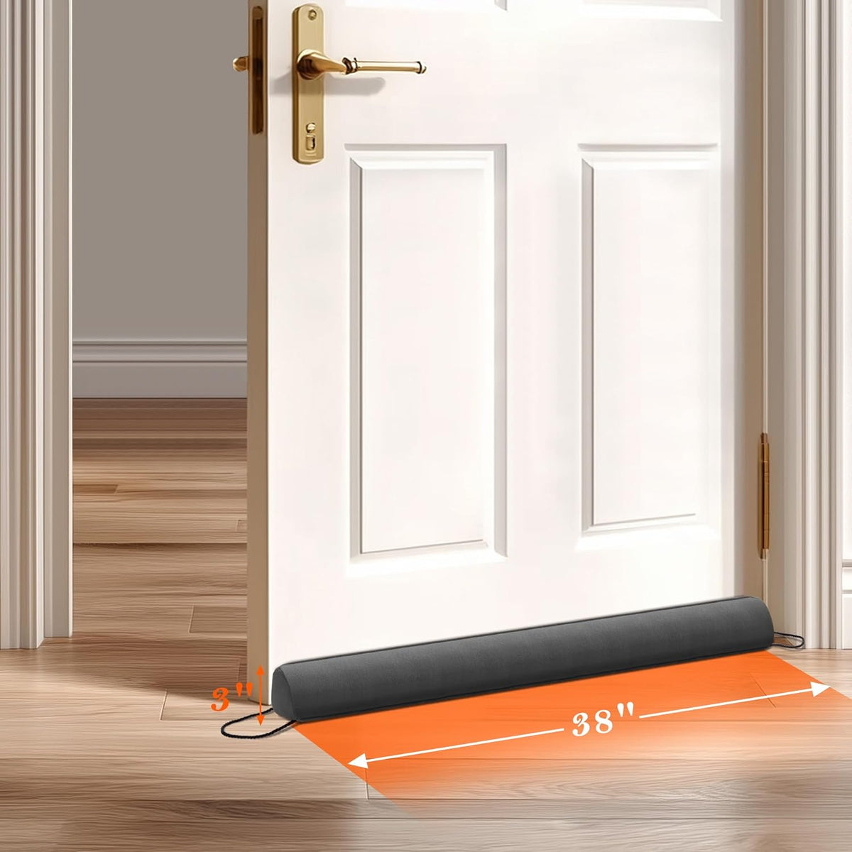 Sunolga 2-Pack 38" Door Draft Stopper Blocks Hot and Cold Air with Removable Washable Cover for Gaps Up to 3", All-Season Seal for Noise, Wind, Door Sweep for Bottom of Door, Home Essentials, Gray