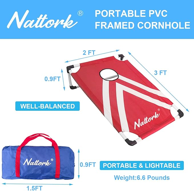 Portable Cornhole Set with 2 Collapsible Cornhole Boards, 8 Cornhole Bean Bags and Carrying Case for Yard Toss Game, Indoor Outdoor Camping Games for Adults Family (3 x 2-feet)