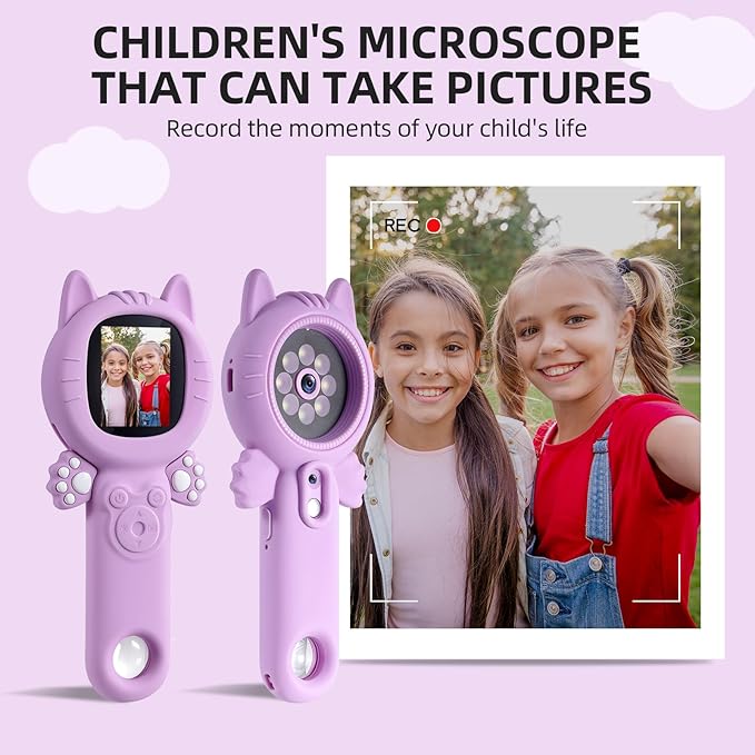 Kids Microscope–500X Digital Pocket Handheld Microscope with Dual Cameras, Autofocus & 32GB Card STEM Educational Toy & Christmas Birthday Gift for Boys & Girls Ages 3 4 5 6 7 8 9 10(Green)
